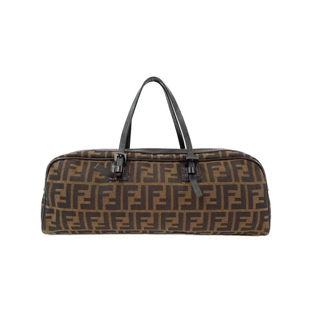 FENDI Zucca Boston Bag Handbag Brown